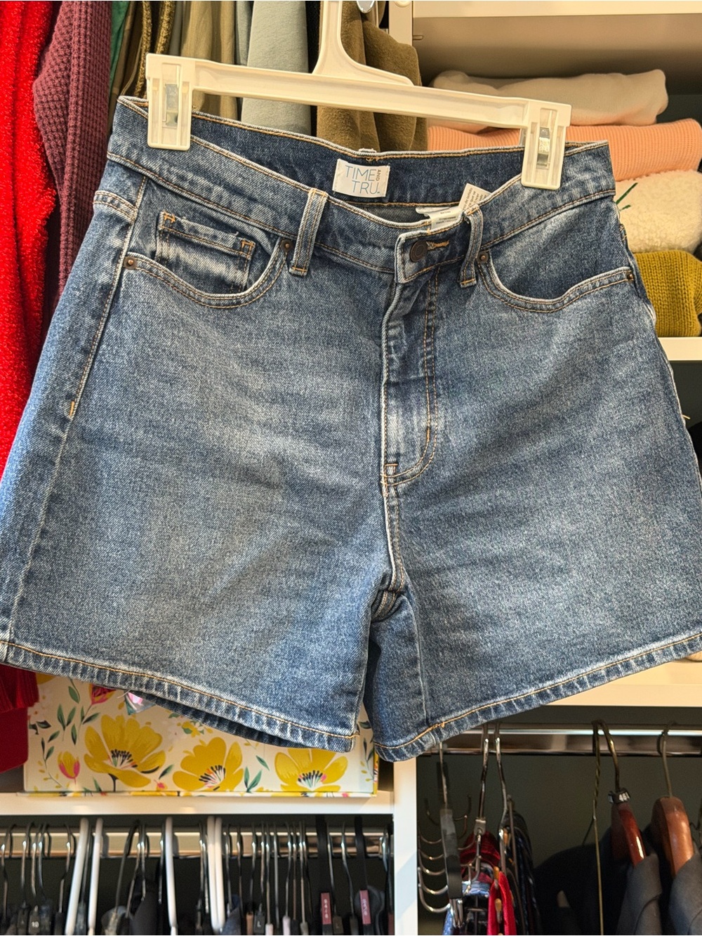 Time and Tru Light Blue High-Rise Jean Shorts, viral, size 4